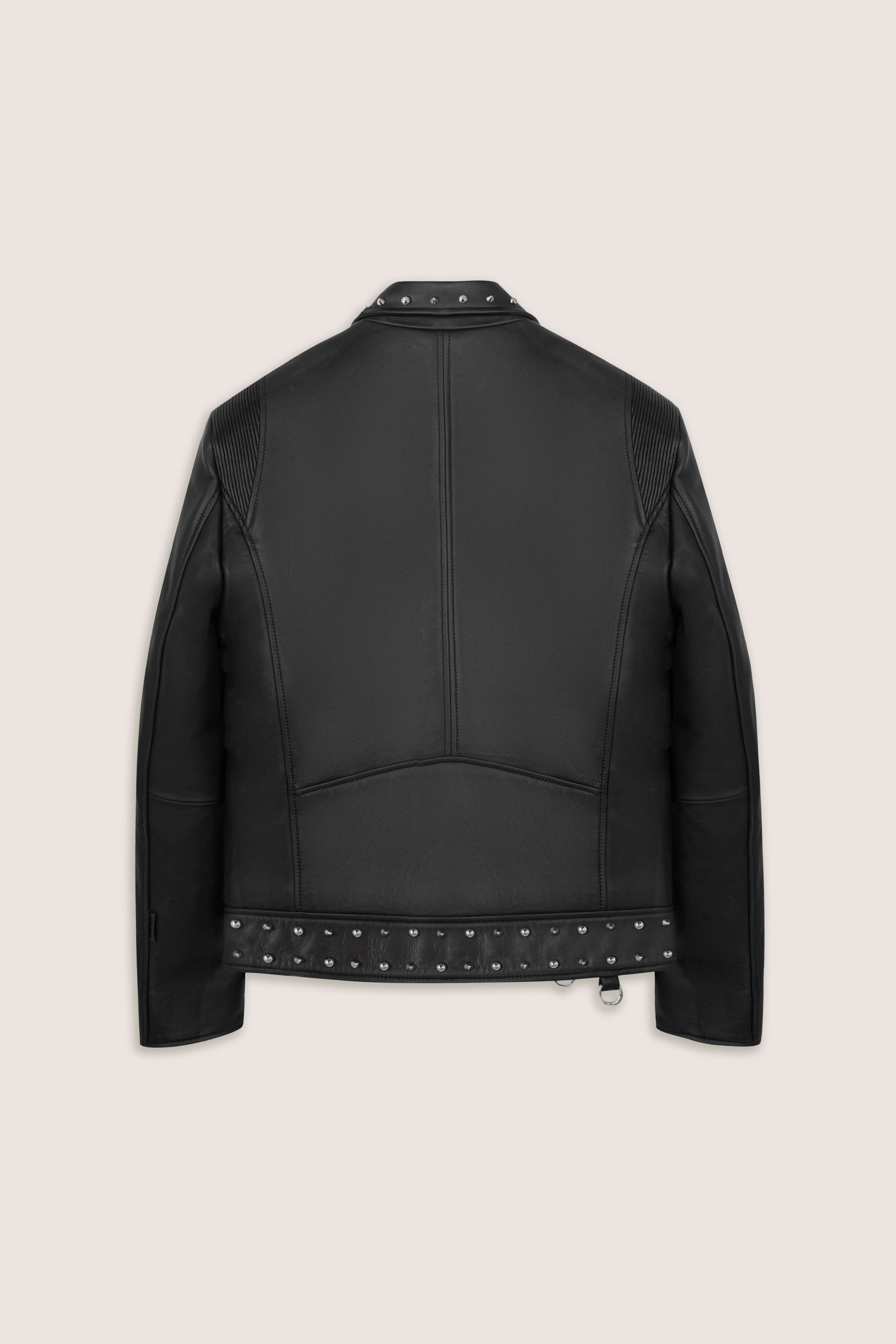 Refined Biker Leather Jacket Studded